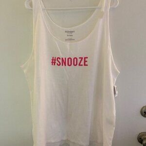 Old Navy White Snooze Graphic Tank Top